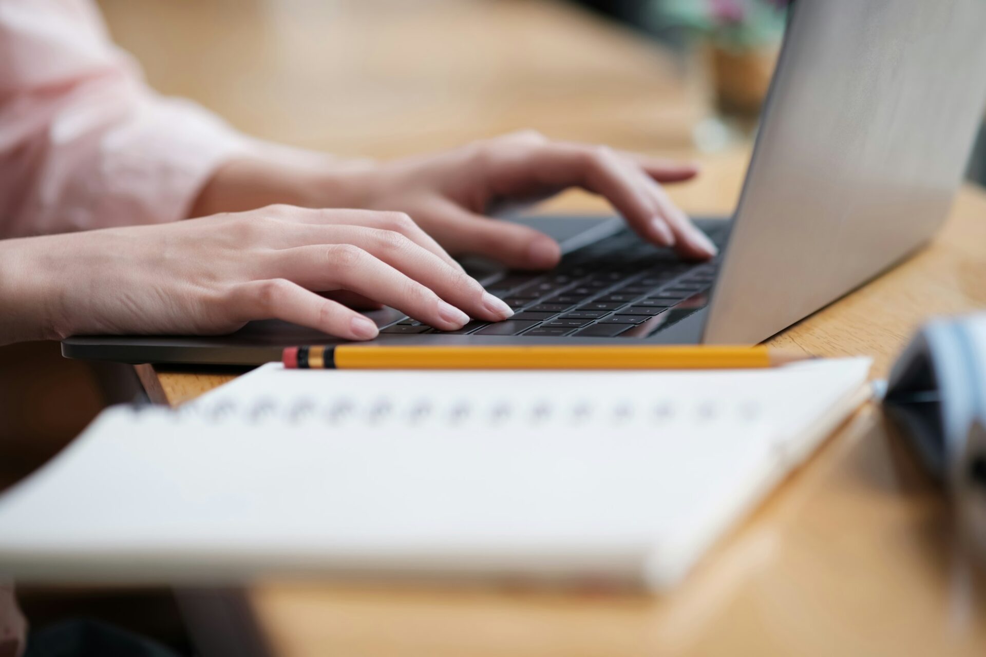 Closeup hand coding programing computer software or online education.